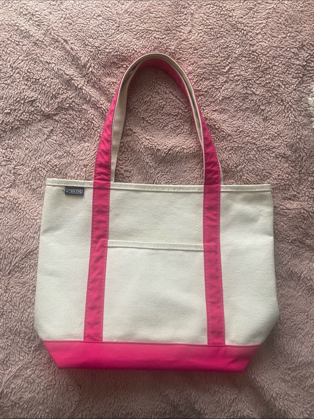 Lands’ End Canvas Tote Bag with Pink Trim